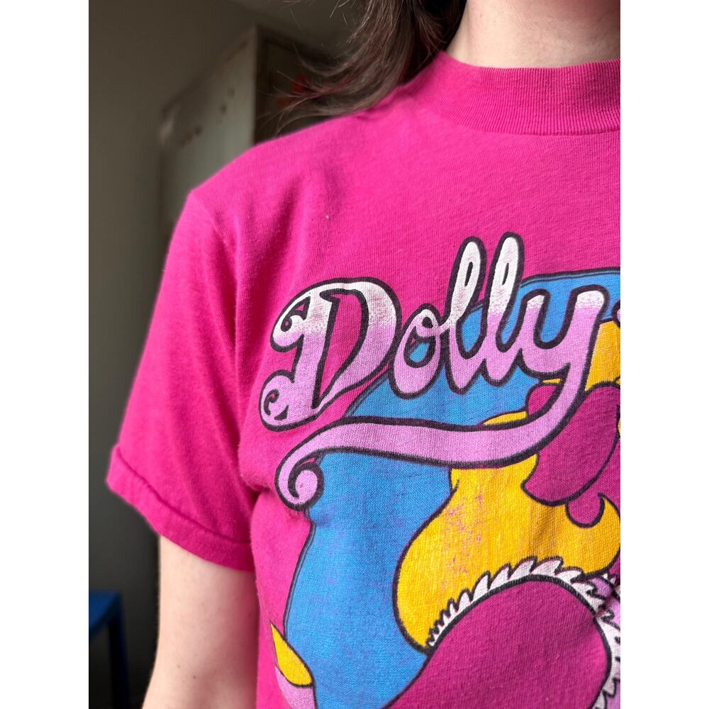 Vintage 80s Dolly Porkin’ Novelty T-Shirt | Hot Pink 50/50 Tee | Texas | Size M - Picture 7 of 12